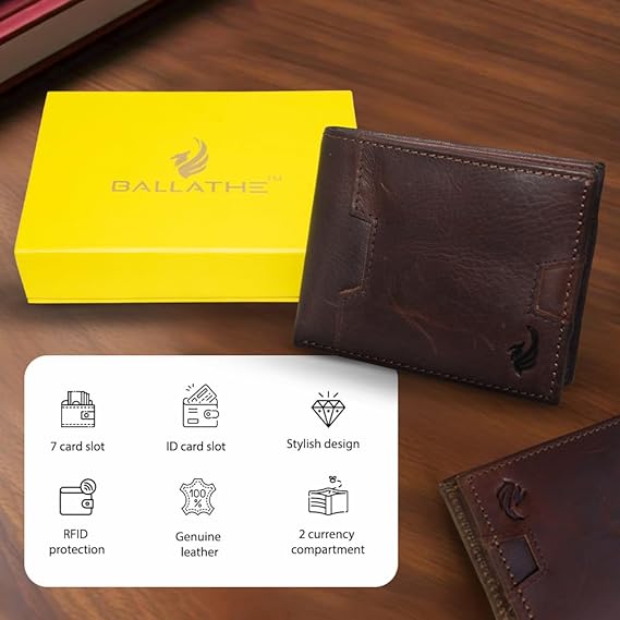 BALLATHE Men's Genuine Leather Wallet for Men | Oilpullup Leather