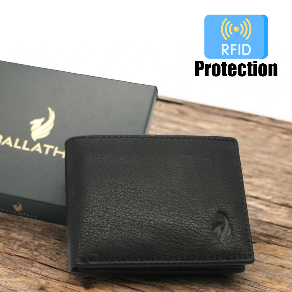 BALLATHE Leather Wallet for Men, 10 Card Slot | RFID Wallet