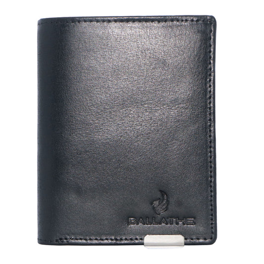 BALLATHE Men Casual, Genuine Leather Wallet for Men - (11 Card Slot) - Stylish, Durable, and Formal (Black)