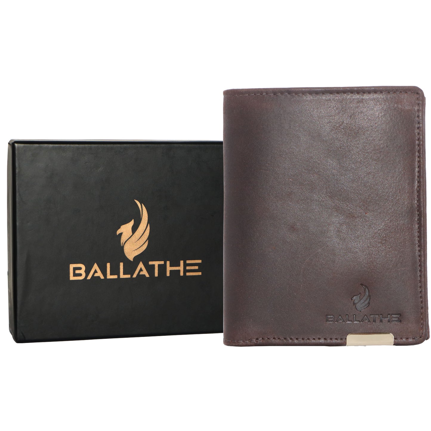 BALLATHE Men Casual, Genuine Leather Wallet for Men - (11 Card Slot) - Stylish, Durable, and Formal (Dark Brown)