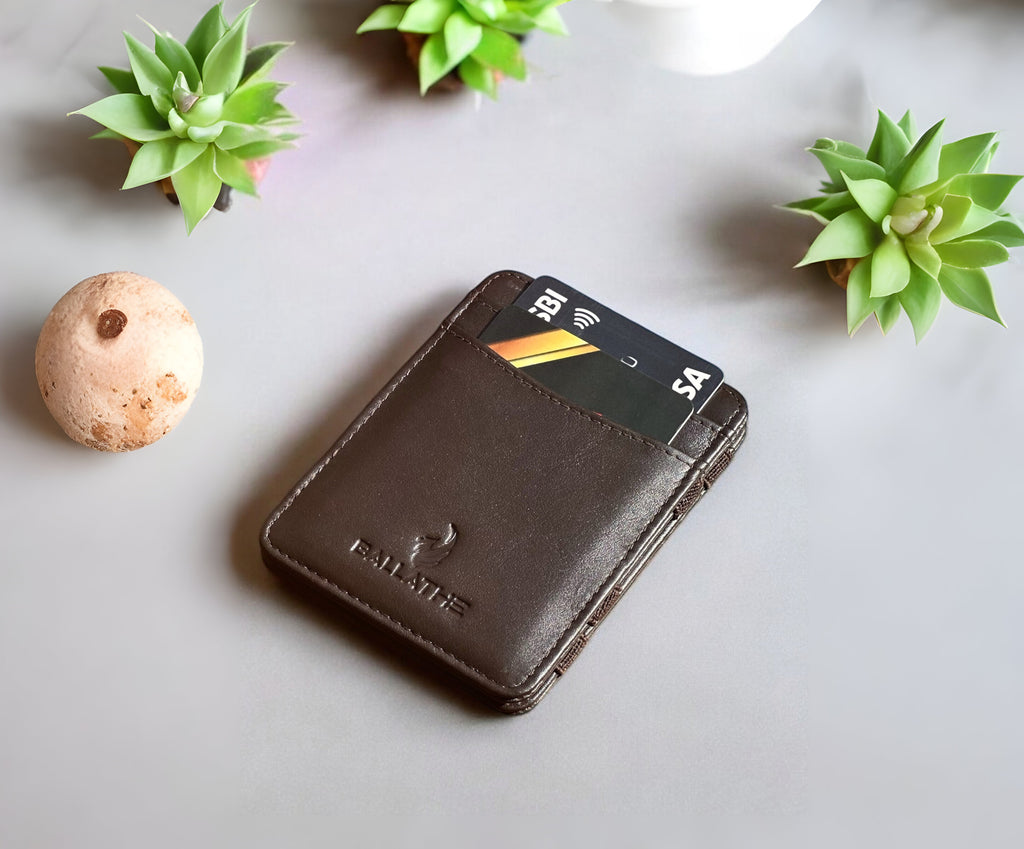 BALLATHE Magic Card Holder Wallet 6 Card Slots - Brown
