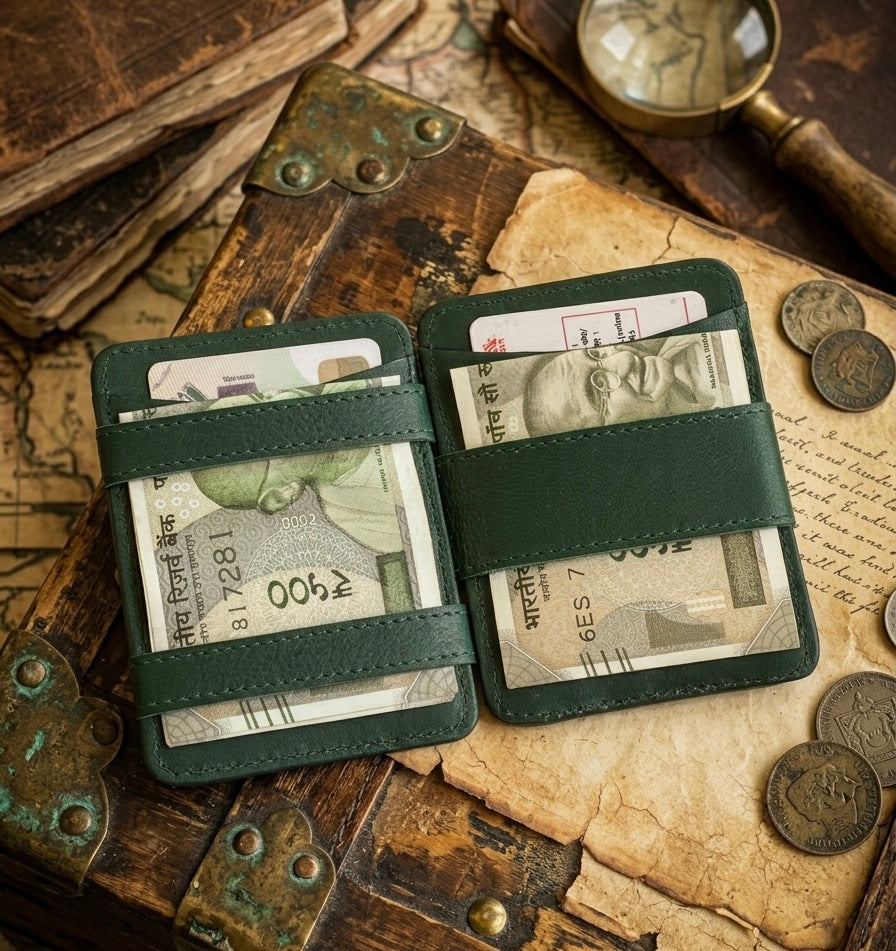 BALLATHE Magic Card Holder Wallet 6 Card Slots - Brown