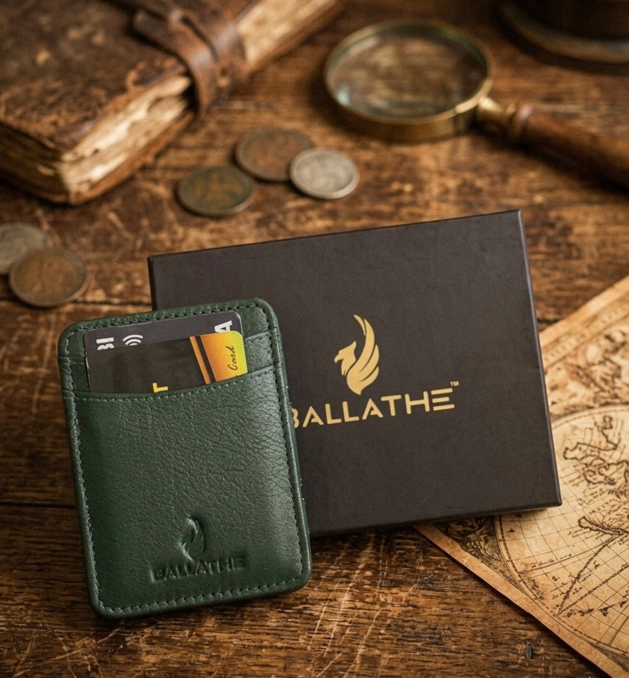 BALLATHE Magic Card Holder Wallet 6 Card Slots - Brown