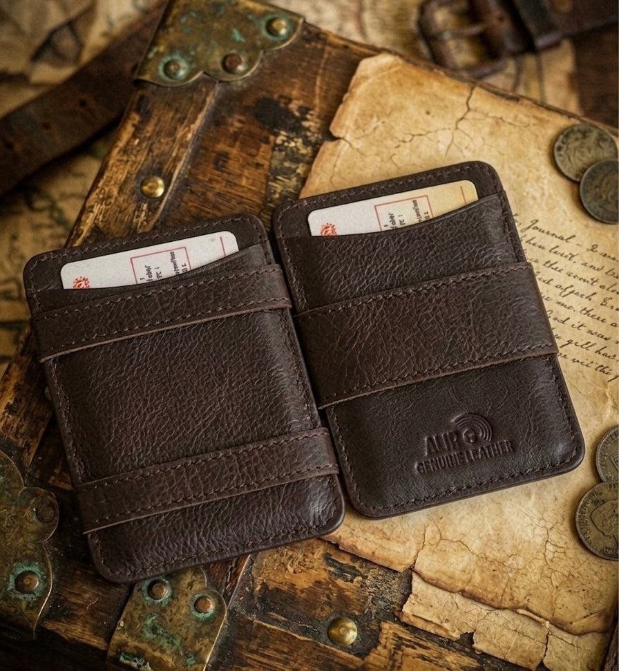 BALLATHE Magic Card Holder Wallet 6 Card Slots - Brown