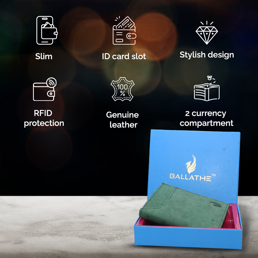 Slim Leather Wallet for Men with RFID Bifold 6 Card Holder