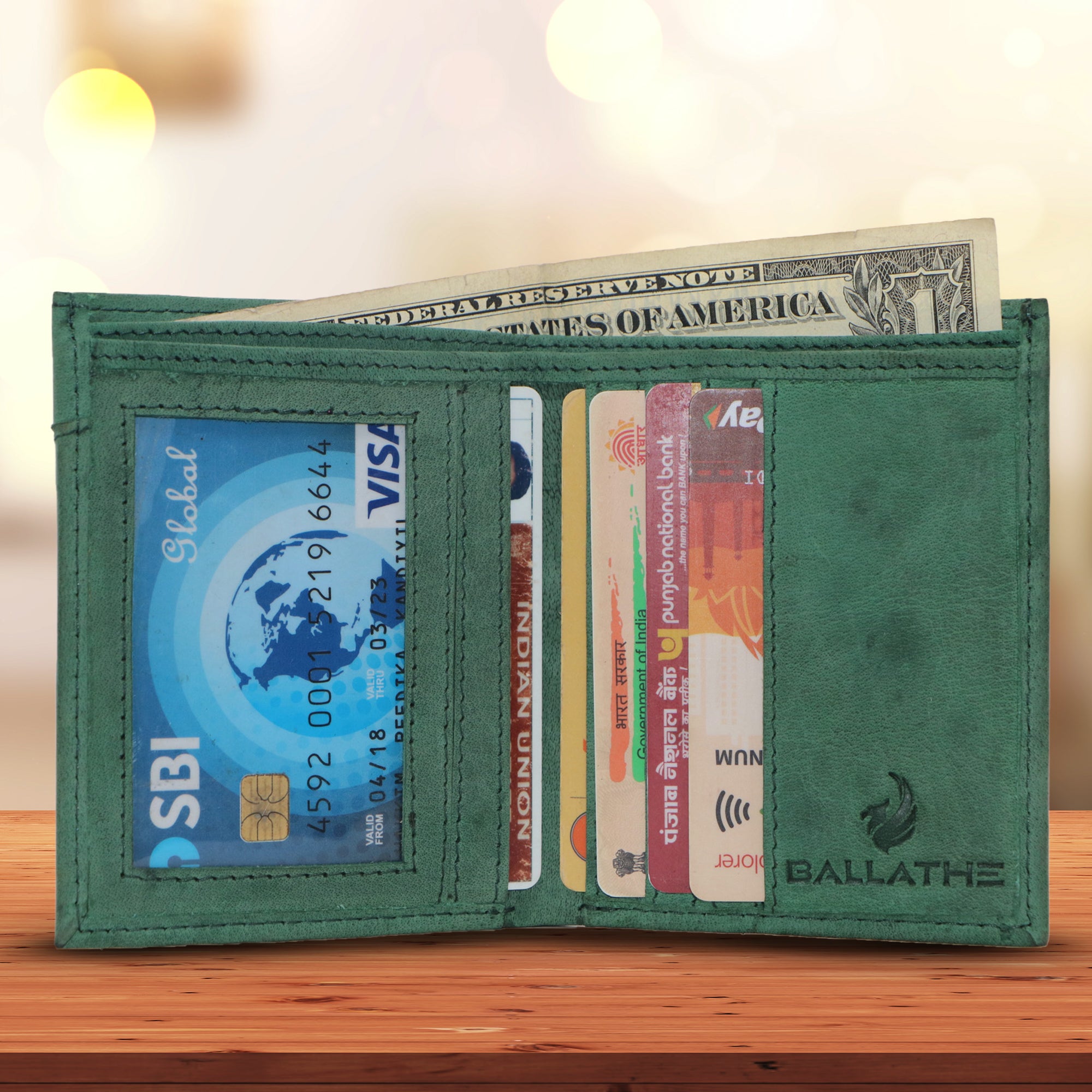 Slim Leather Wallet for Men with RFID Bifold 6 Card Holder