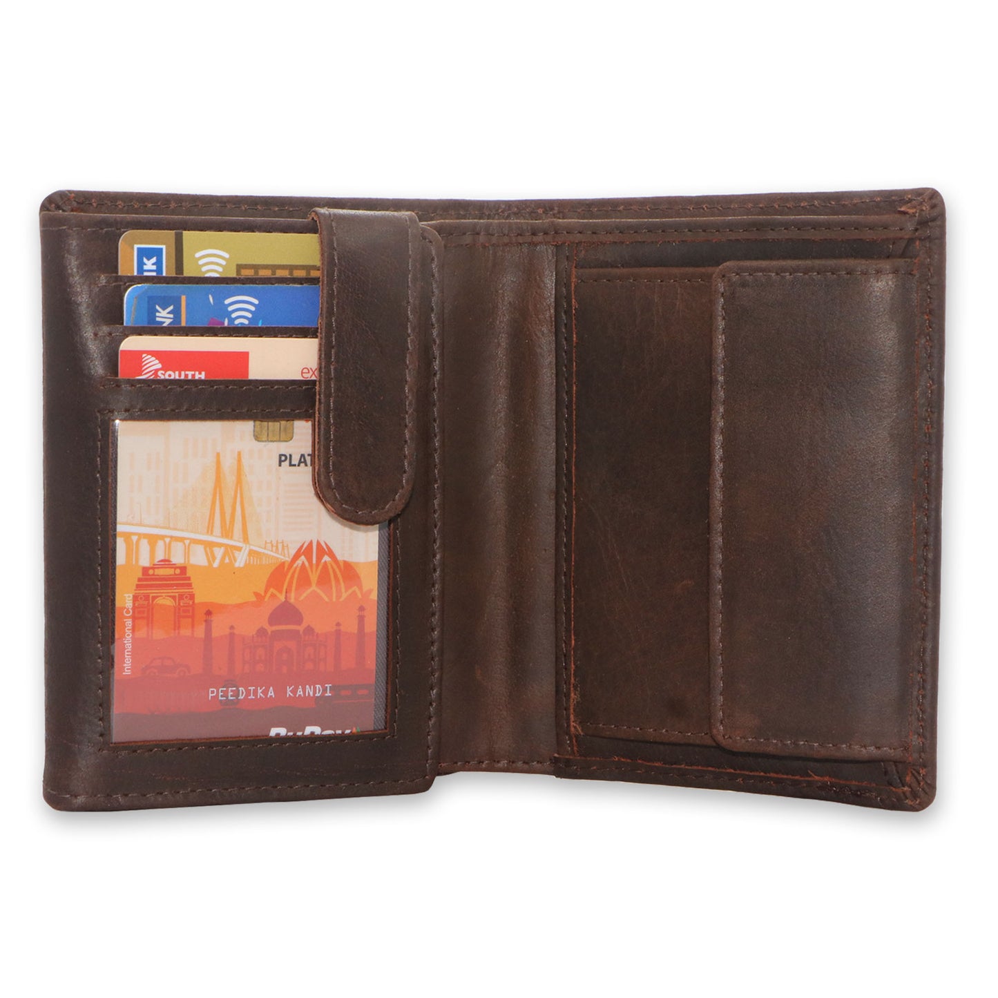 BALLATHE Men Casual, Genuine Leather Wallet for Men - (11 Card Slot) - Stylish, Durable, and Formal (Dark Brown)