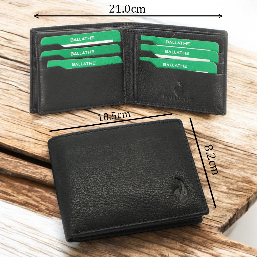 BALLATHE Leather Wallet for Men, 10 Card Slot | RFID Wallet