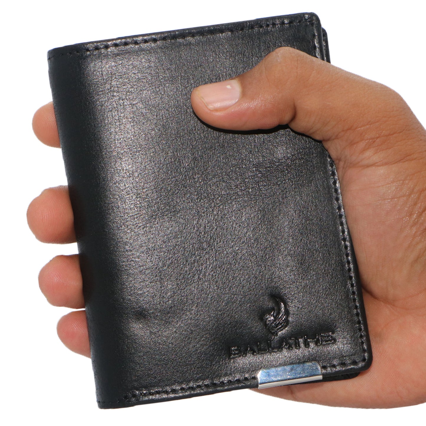 BALLATHE Men Casual, Genuine Leather Wallet for Men - (11 Card Slot) - Stylish, Durable, and Formal (Black)