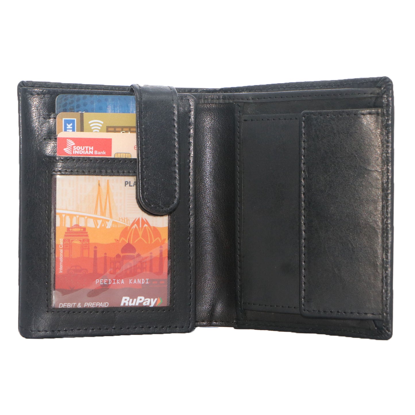 BALLATHE Men Casual, Genuine Leather Wallet for Men - (11 Card Slot) - Stylish, Durable, and Formal (Black)