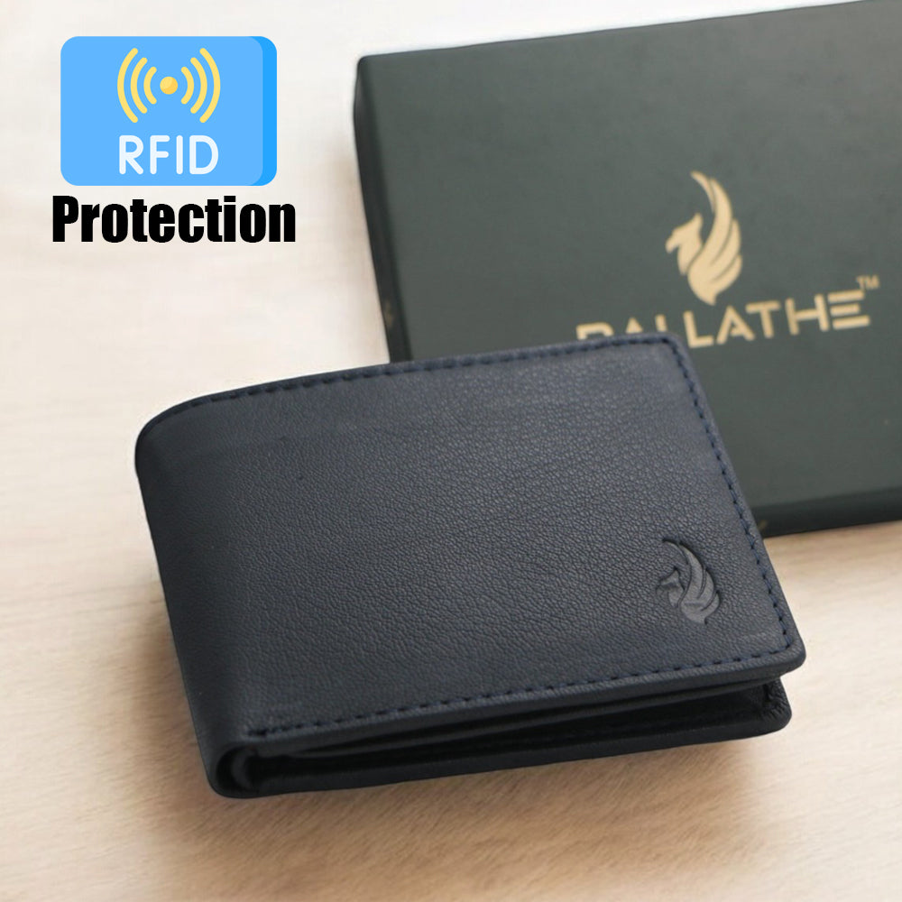 BALLATHE Leather Wallet for Men, 10 Card Slot | RFID Wallet