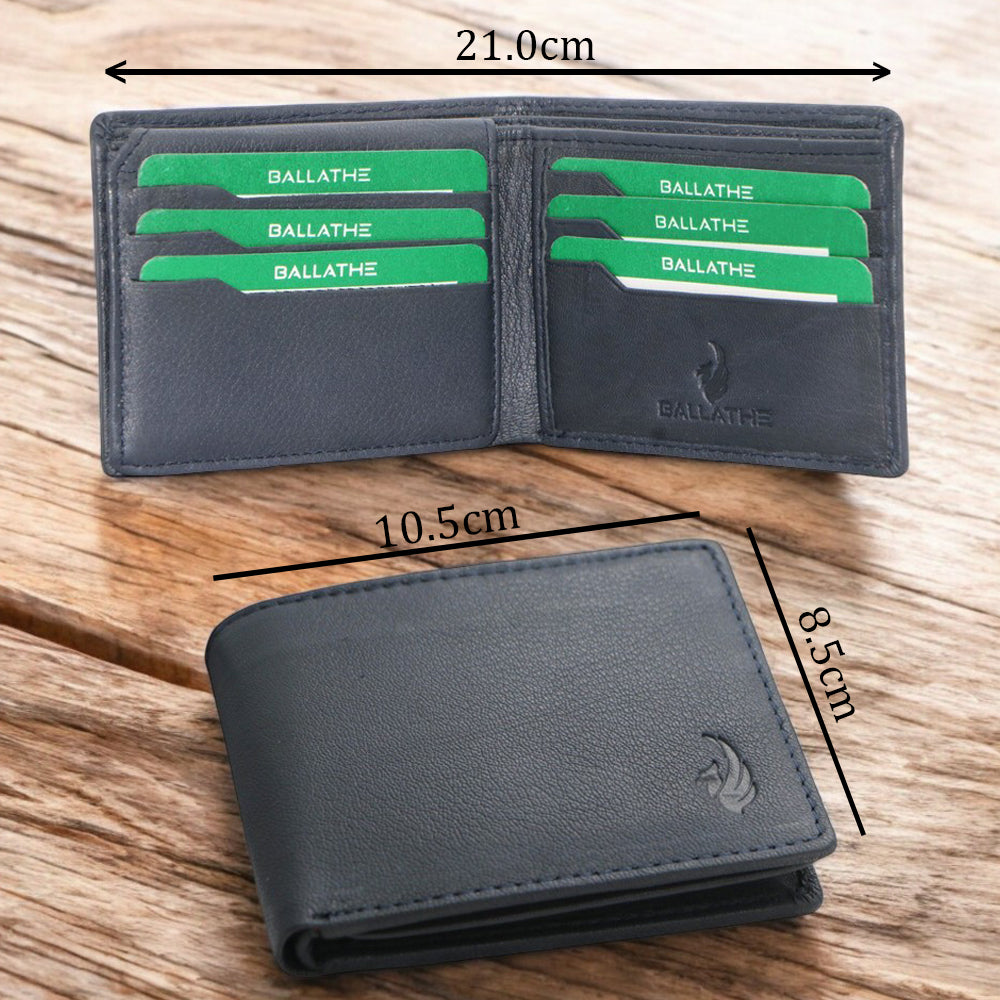 BALLATHE Leather Wallet for Men, 10 Card Slot | RFID Wallet