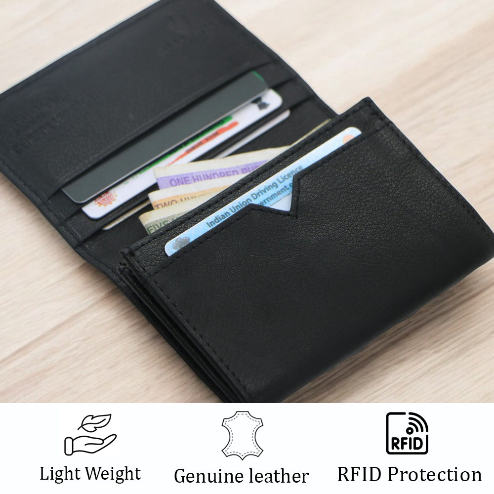 Genuine Leather Card Holder Wallet RFID Protected