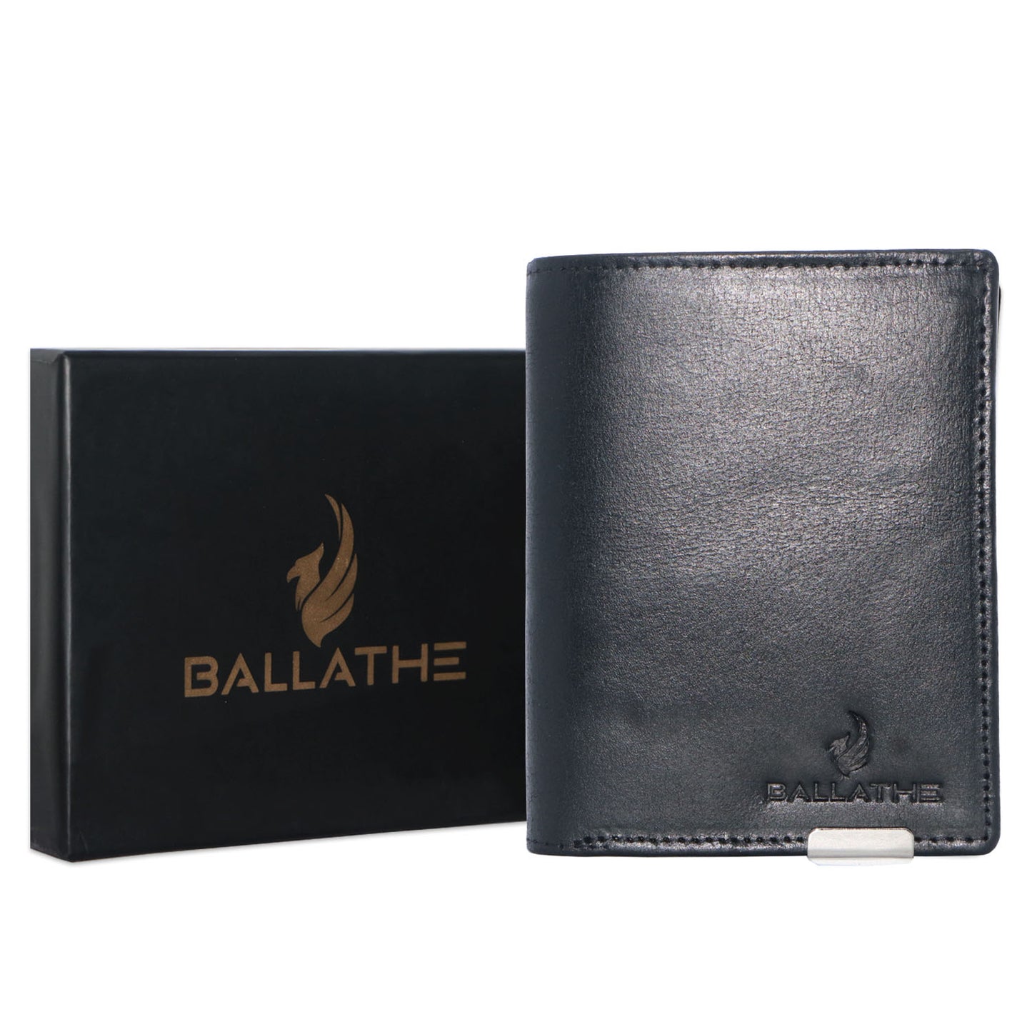 BALLATHE Men Casual, Genuine Leather Wallet for Men - (11 Card Slot) - Stylish, Durable, and Formal (Black)